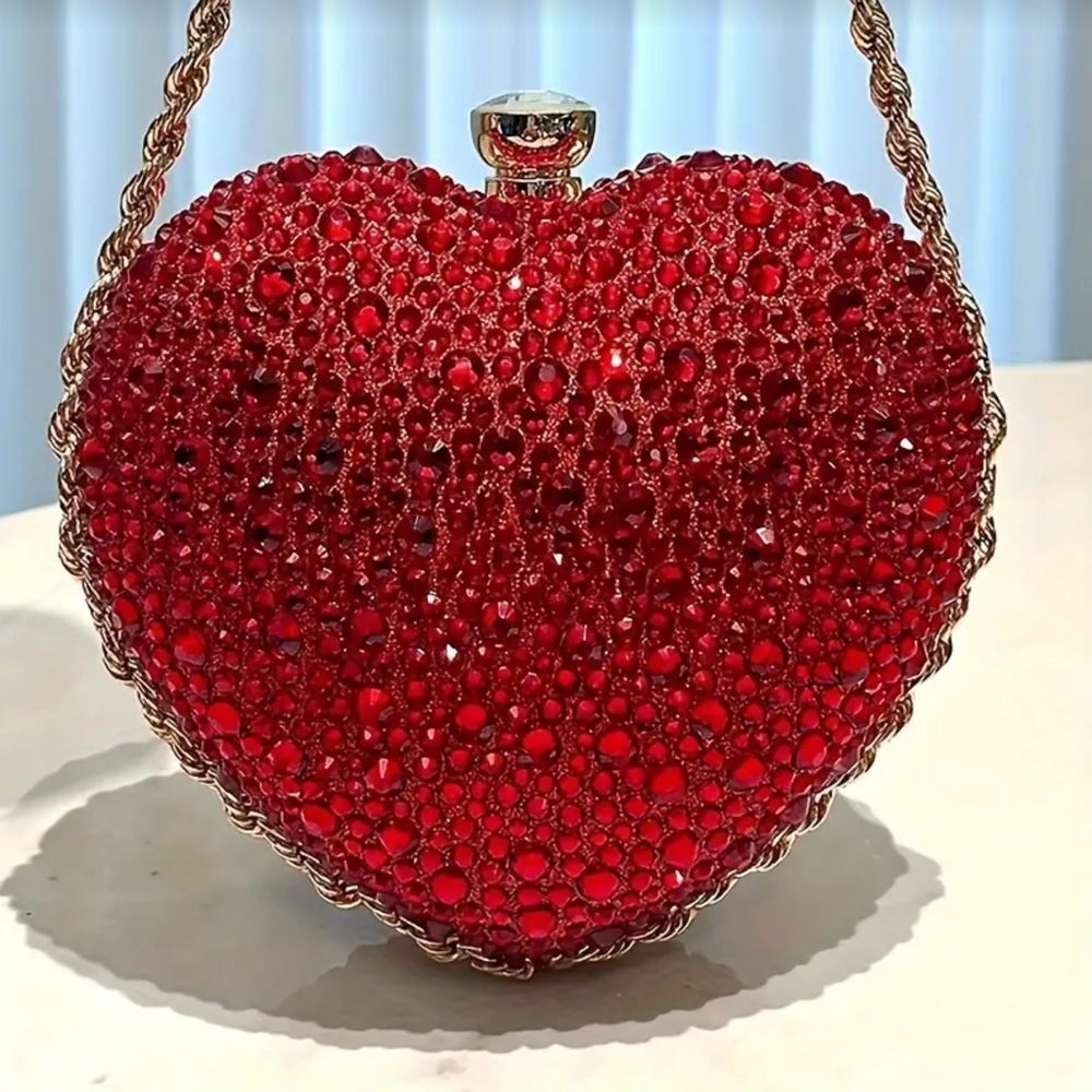 NWT- Crystal Embellished Heart Convertible Evening Wristlet/Bag